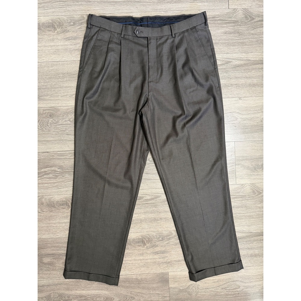 Croft & Barrow Mens Dress Pants 40x32 Classic Fit Pleated Cuffed Charcoal Gray‎